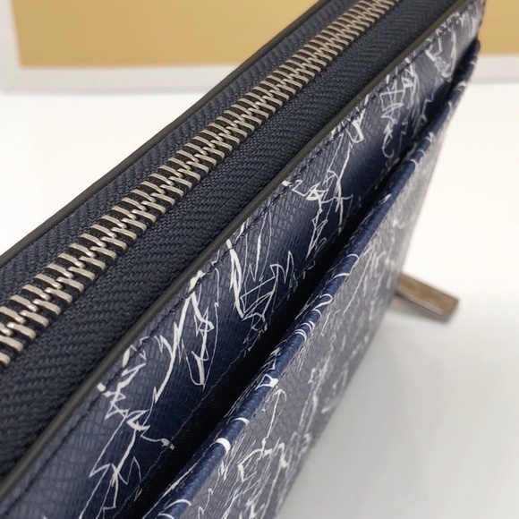 NWT Michael Kors Mens Grant Tech Zip Around Wallet Leather Palm Tree Navy $198 - Picture 4 of 11